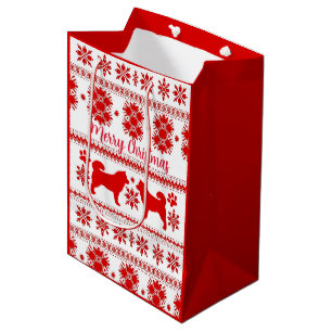 Roter Nordic Malamute Hund Weihnachten Mittlere Geschenktüte