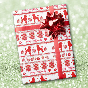 Roter Nordic-Pudel-Hund-Weihnachten Geschenkpapier