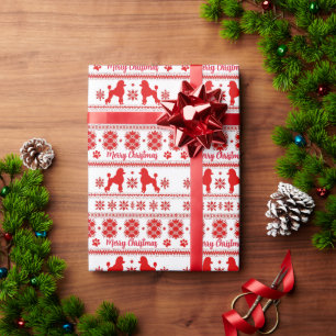 Roter Nordic-Pudel-Hund-Weihnachten Geschenkpapier