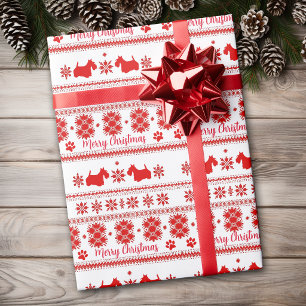 Roter Nordic Scottish Terrier Hund Weihnachten Geschenkpapier