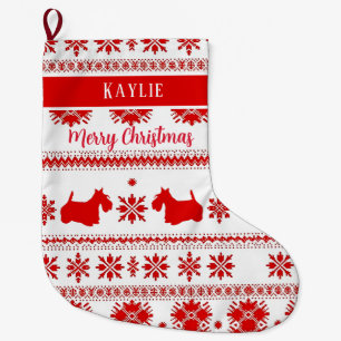 Roter Nordic Scottish Terrier Hund Weihnachten Großer Weihnachtsstrumpf