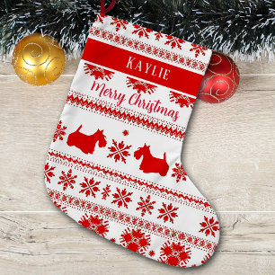 Roter Nordic Scottish Terrier Hund Weihnachten Großer Weihnachtsstrumpf