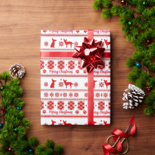 Roter nordischer Chihuahua-Hund Weihnachten Geschenkpapier