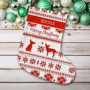 Roter nordischer Chihuahua-Hund Weihnachten Großer Weihnachtsstrumpf