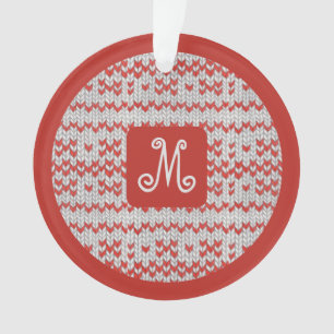 Roter nordischer Strick-Acrylkreis-Ornament Ornament