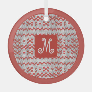 Roter nordischer Strick Glas-Kreisschmuck Ornament Aus Glas