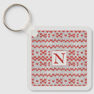 ROTER NORDISCHER STRICKMETALLSCHLÜSSELANHÄNGER + I SCHLÜSSELANHÄNGER