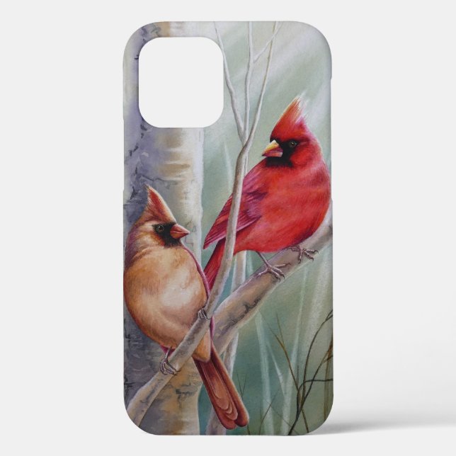 Roter Nördlicher Kardinal Vogelparcours Wasserfarb Case-Mate iPhone Hülle (Rückseite)