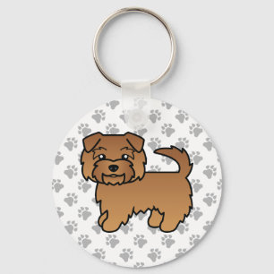 Roter Norfolk Terrier Cartoon Hund & Pfoten Schlüsselanhänger