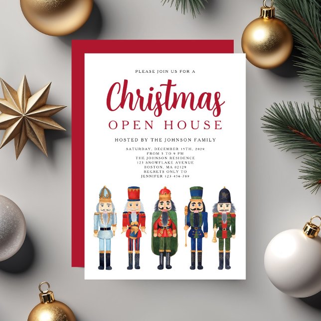Roter Nussknacker Weihnachts-Open-House Einladung (Red Nutcracker Christmas Open House Invitation)