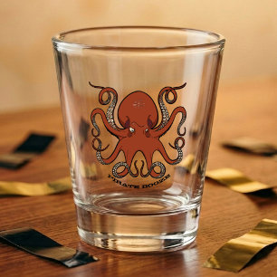 Roter Oktopus Cartoon Piratenparty Oktopus Geschen Schnapsglas