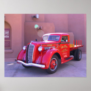 Roter Oldtimer-LKW Poster