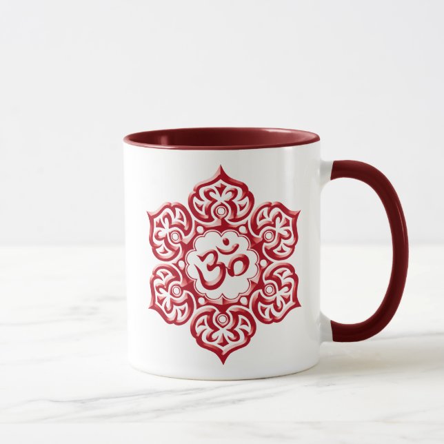 Roter Om-mit Blumenentwurf Tasse (Rechts)