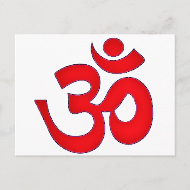 Roter OM, OM, SANSKRIT, MANTRA, TANTRA, YOGA Postkarte (Vorderseite)