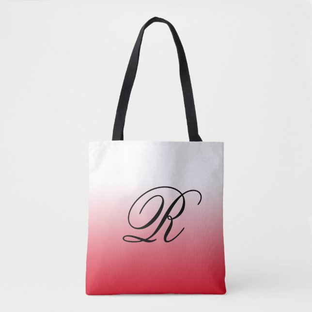Roter Ombre über jeder Farbe mit Monogramm Tasche (Vorderseite)