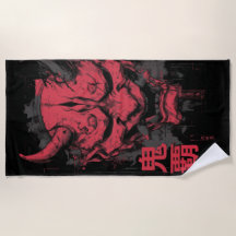 Roter-Oni-Maske-Kunst – Japanisches Dämonendesign