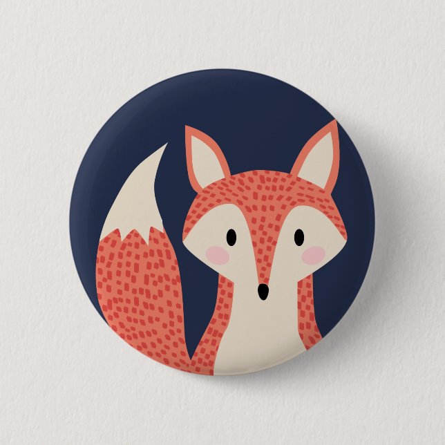 Roter orange intelligenter Fuchs des Button (Vorderseite)