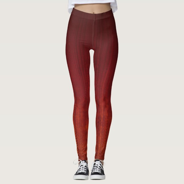 Roter Orange Obre gestreift rustikal Leggings (Vorderseite)