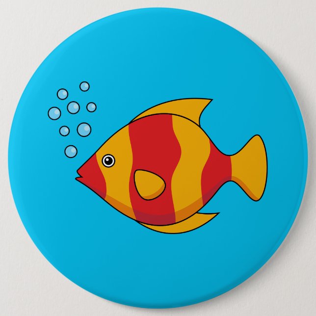 Roter Orange Tropischer Fisch Button (Vorderseite)