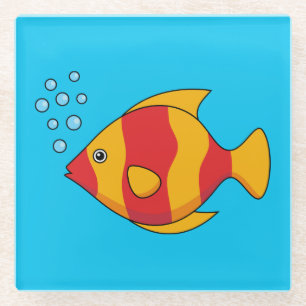 Roter Orange Tropischer Fisch Glasuntersetzer