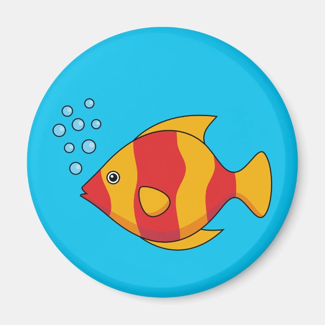 Roter Orange Tropischer Fisch Magnet (Vorne)