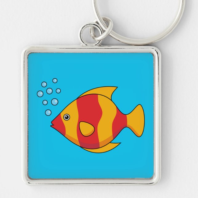 Roter Orange Tropischer Fisch Schlüsselanhänger (Vorne)