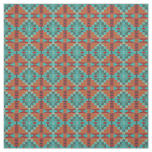 Roter Orange Türkis Aquamariner grüner Ethnic Look Stoff