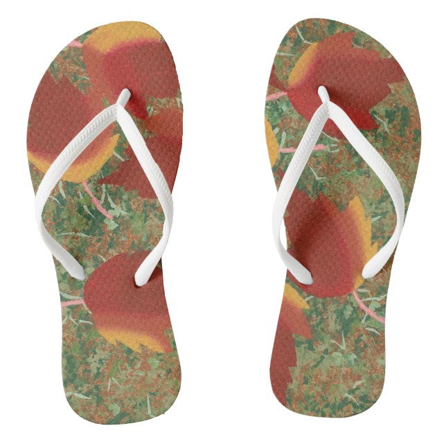 Roter orangefarbener Herbst Blätter FlipFlops (Fußbett)