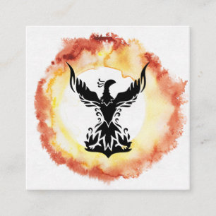 *~* Roter Orangenflames Schwarzer Phoenix Brandrin Quadratische Visitenkarte