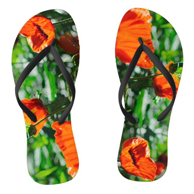 Roter Orangenmohn-Blume Flip Flops (Fußbett)