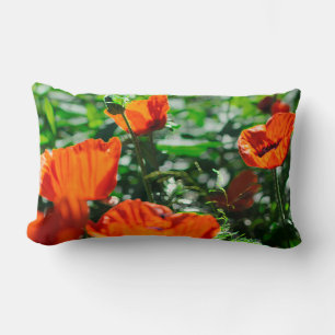 Roter Orangenmohn-Blume Lendenkissen