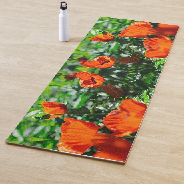 Roter Orangenmohn-Blume Yogamatte (Beispiel)