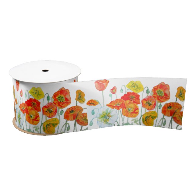 Roter Orangenpfropf Blume Ribbon Satinband (Spule)