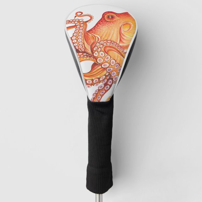 Roter Orangentopf Wasserfarbe Golf Headcover (Vorderseite)
