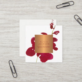 Roter Orchideenkupfer-Rose-Lippenstift-Verteiler Quadratische Visitenkarte