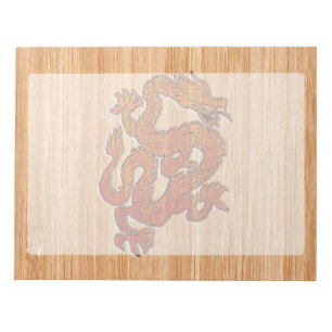 Roter Orientalischer Drache im Bambus-Stil Notizblock