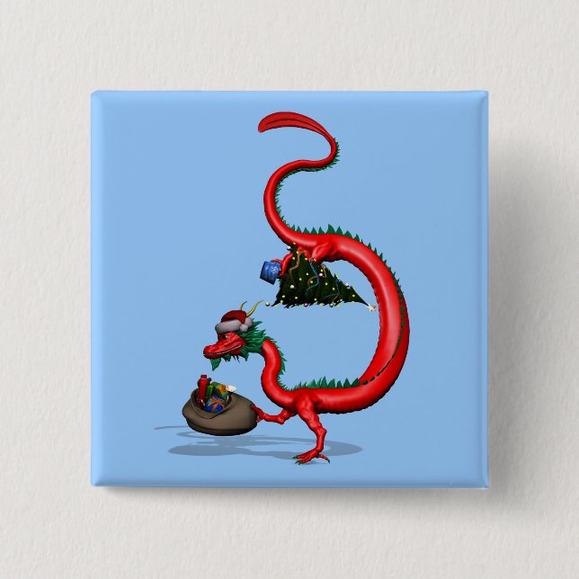 Roter Ostdrache Button (Vorderseite)