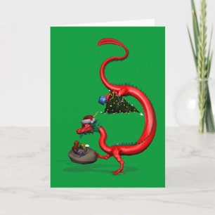 Roter Ostdrache Feiertagskarte