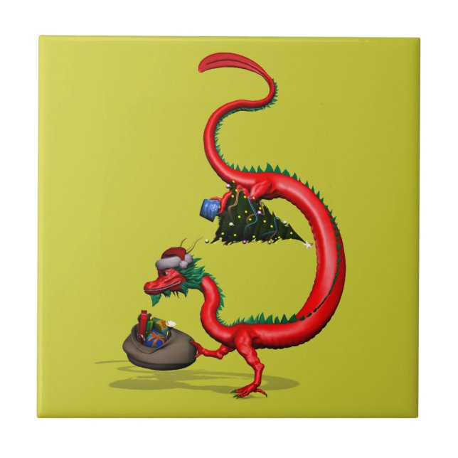 Roter Ostdrache Fliese (Vorderseite)