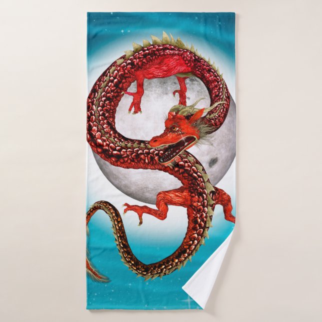 Roter Ostdrache - Mythische Fantasiewesen Badehandtuch (Badehandtuch)