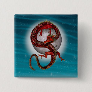 Roter Ostdrache - Mythische Fantasiewesen Button