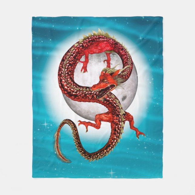 Roter Ostdrache - Mythische Fantasiewesen Fleecedecke (Vorderseite)