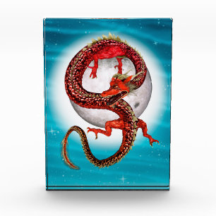 Roter Ostdrache - Mythische Fantasiewesen Fotoblock