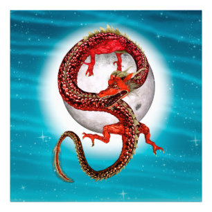 Roter Ostdrache - Mythische Fantasiewesen Fotodruck