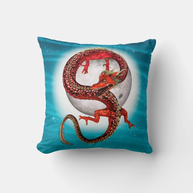Roter Ostdrache - Mythische Fantasiewesen Kissen (Vorderseite)