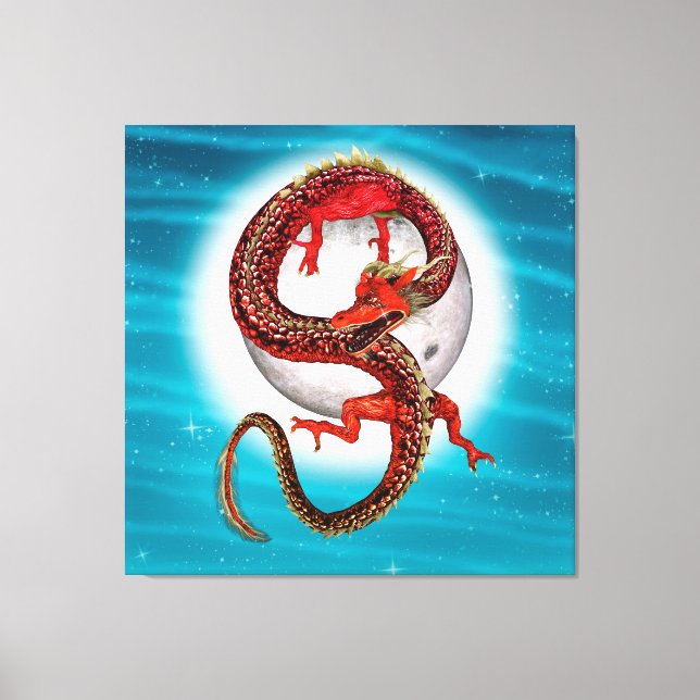 Roter Ostdrache - Mythische Fantasiewesen Leinwanddruck (Vorderseite)