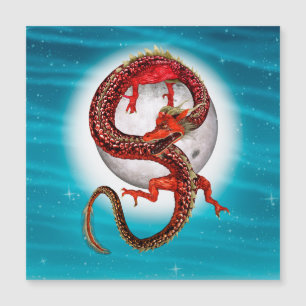Roter Ostdrache - Mythische Fantasiewesen Magnetkarte
