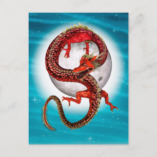 Roter Ostdrache - Mythische Fantasiewesen Postkarte