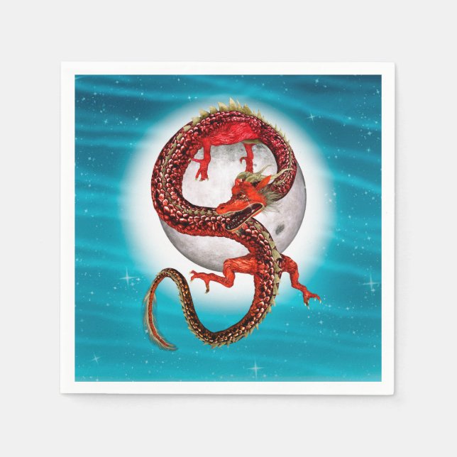 Roter Ostdrache - Mythische Fantasiewesen Serviette (Vorderseite)