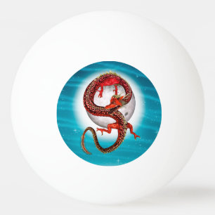 Roter Ostdrache - Mythische Fantasiewesen Tischtennisball